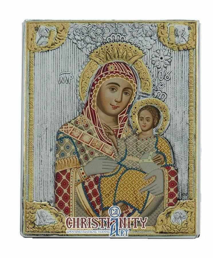 Virgin Mary Bethlehemtis - Silver image on wood, locally gilded - Mount Athos — additional product image 2 from Christianity Art