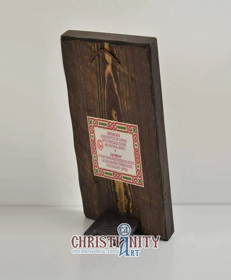 Christ Almighty - Wooden aged image on canvas with golden background - Mount Athos — additional product image 2 from Christianity Art
