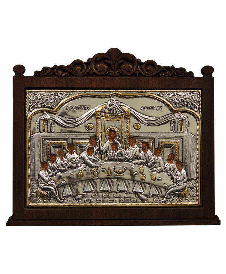The Secret Dinner - Silver image on wood, locally gilded - Mount Athos — additional product image 5 from Christianity Art