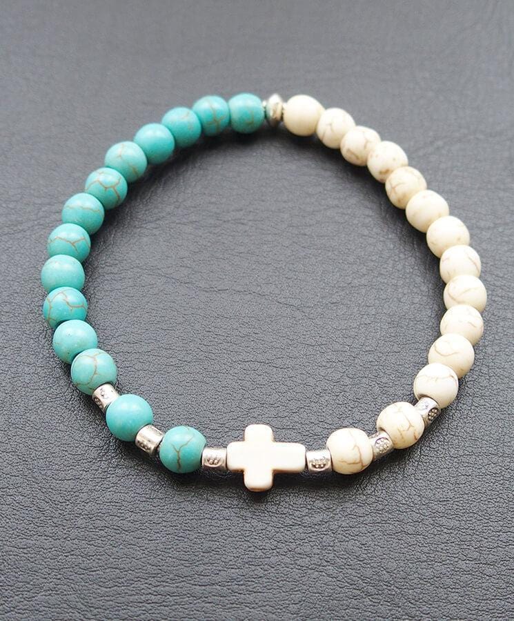 Howlite Bead Bracelet with Cross — additional product image 2 from Christianity Art
