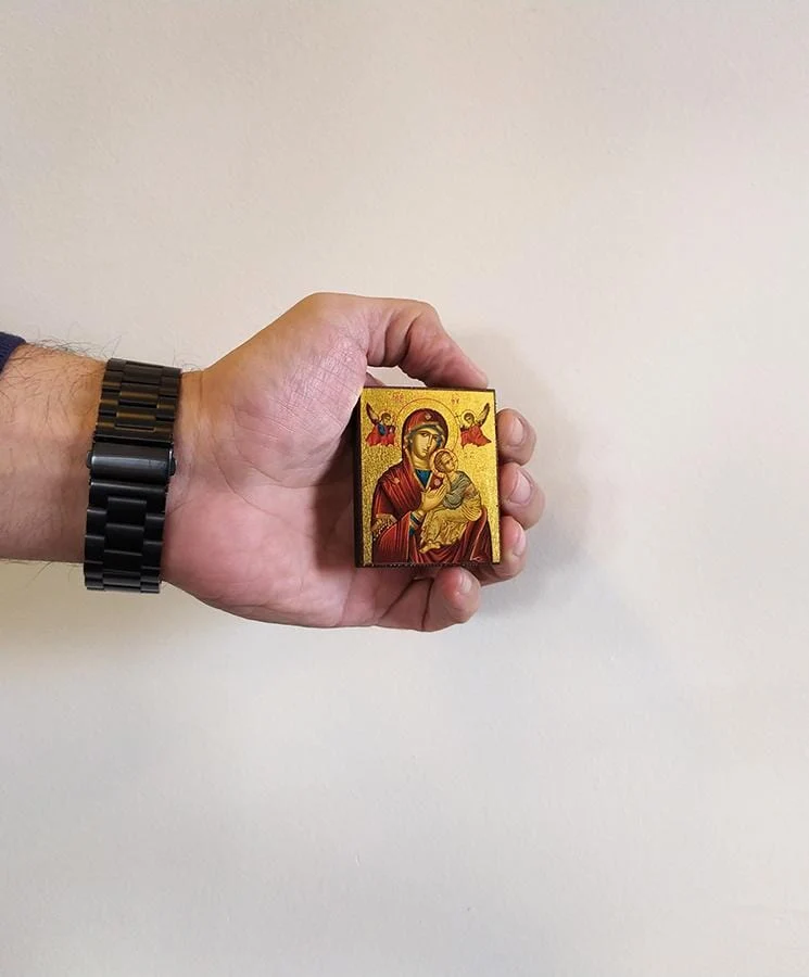 Virgin Mary of Passion - Magnetic image on wood - Mount Athos — additional product image 5 from Christianity Art