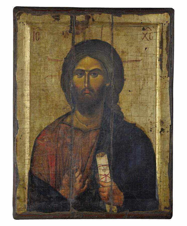 Jesus Christ - Engraved wooden aged image on canvas with golden background - Mount Athos — additional product image 5 from Christianity Art