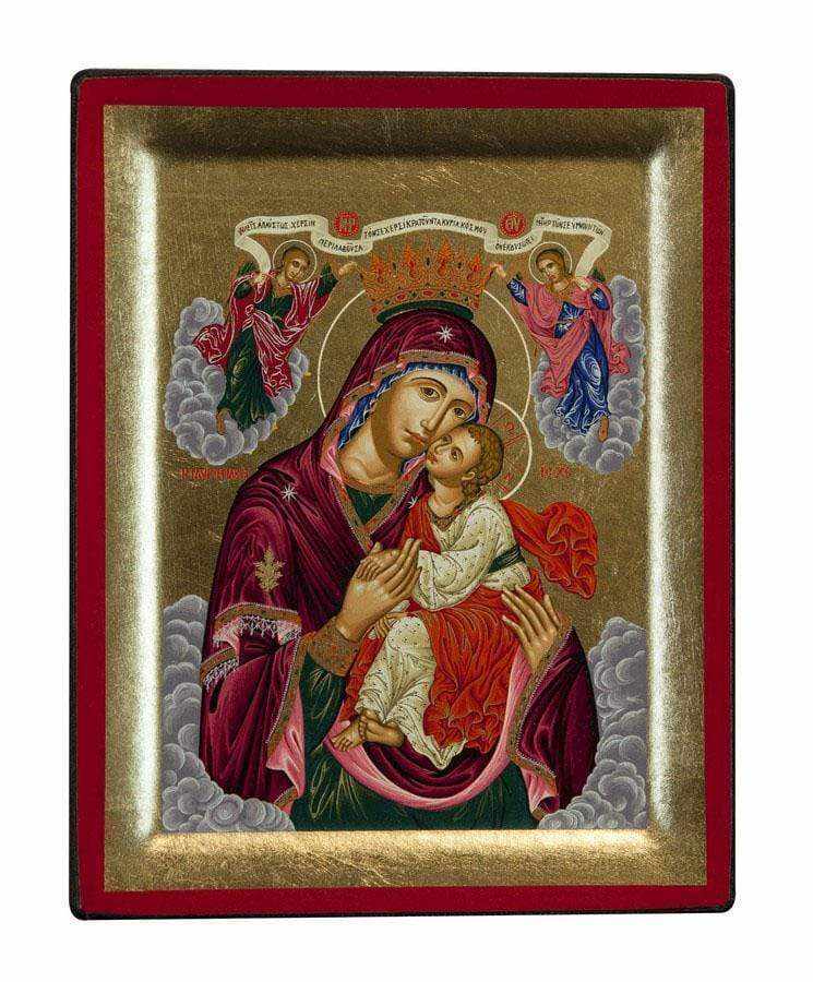 Virgin Mary Glylofilousa - Engraved wooden image on canvas with golden background - Mount Athos — additional product image 7 from Christianity Art