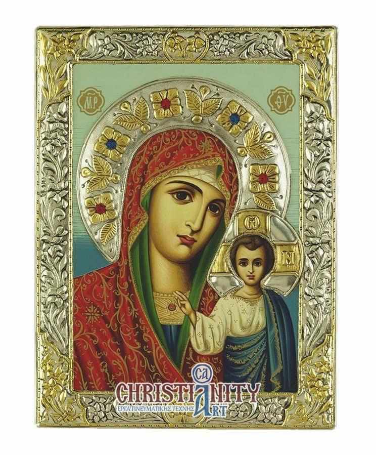 Our Lady of Kazan - Silver image in wood, locally gilded - Mount Athos — additional product image 2 from Christianity Art
