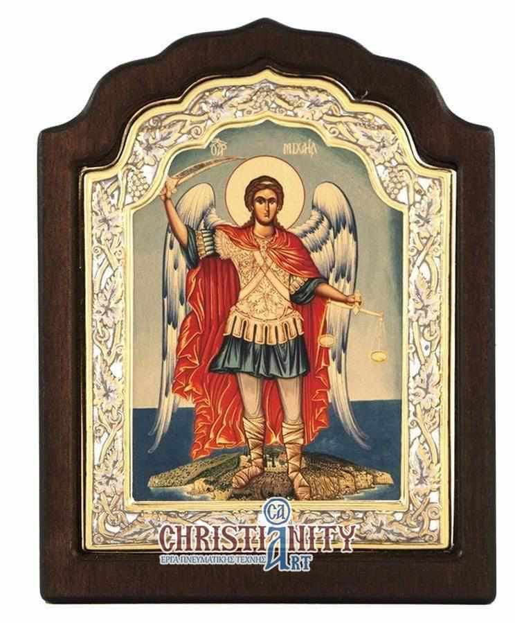 Archangel Michael - Silver image in wood, locally gilded - Mount Athos