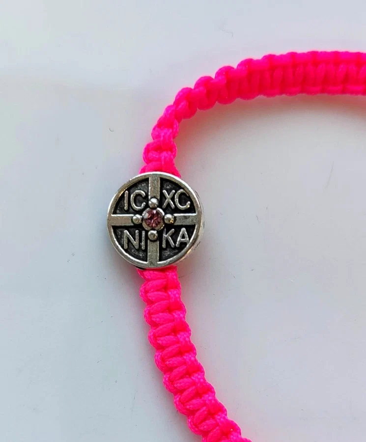 Athonite Waxed Prayer Rope Bracelet with IC XC NIKA Medal – Adjustable, 3 Colours — additional product image 6 from Christianity Art