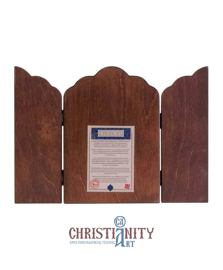 Virgin Mary Permanent Help - Silver icon triptych in wood, locally gilded - Mount Athos — additional product image 2 from Christianity Art