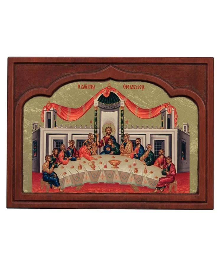The Secret Dinner - Engraved wooden image made on canvas - Mount Athos — additional product image 3 from Christianity Art