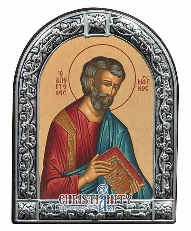 Apostle Mark - Image in wood with indelible metal frame - Mount Athos