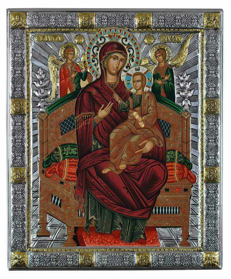 Virgin Mary Pantanassa - Silver image in wood, locally gold plated - Mount Athos — additional product image 11 from Christianity Art
