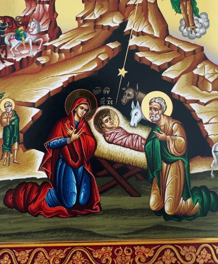The Birth of Christ - Wooden Lithography Image with Gold Background — additional product image 5 from Christianity Art