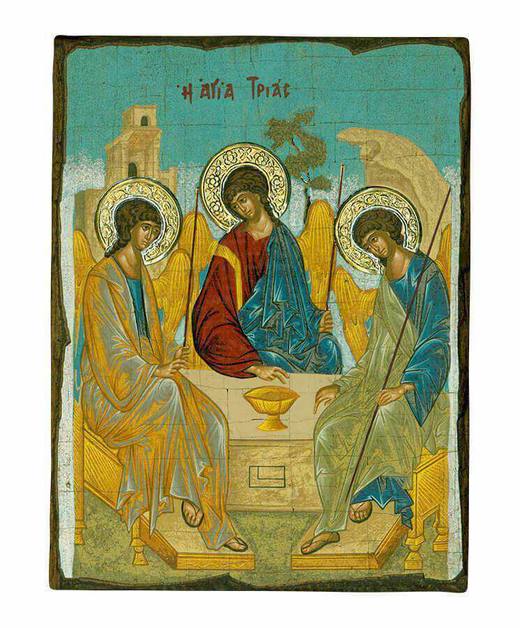 Saint Triada - Old wooden icon with silver halo locally gilded - Mount Athos — additional product image 5 from Christianity Art