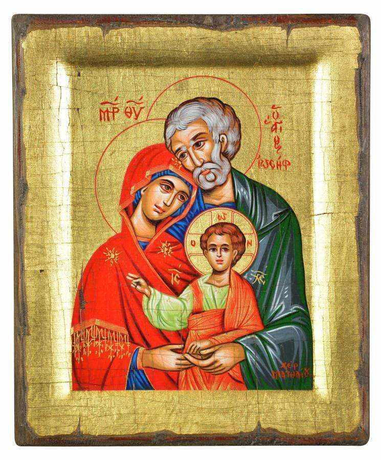 The Holy Family - Handmade icon painting on aged wood - Mount Athos — additional product image 4 from Christianity Art