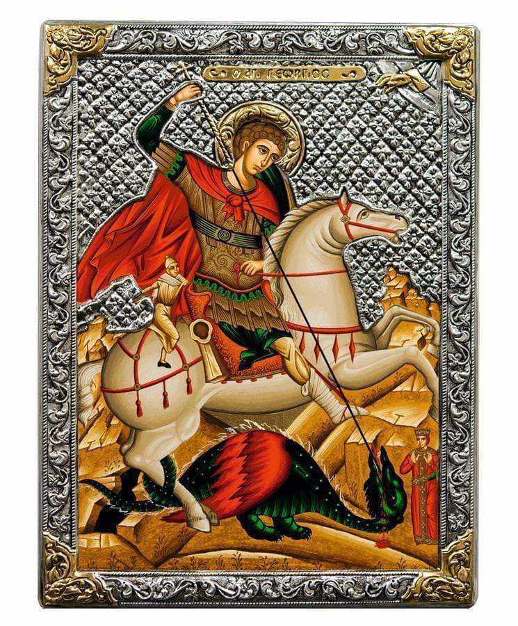 Saint George - Silver icon on wood, locally gilded - Mount Athos — additional product image 7 from Christianity Art