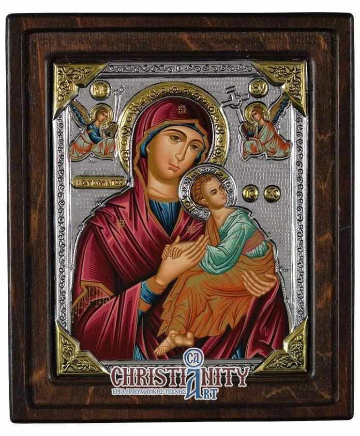 Virgin Mary of Passion - Silver image in wood, locally gilded - Mount Athos — additional product image 2 from Christianity Art