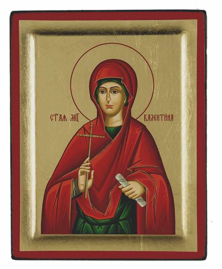 Saint Valentine - Engraved wooden image on canvas with gold background - Mount Athos — additional product image 7 from Christianity Art