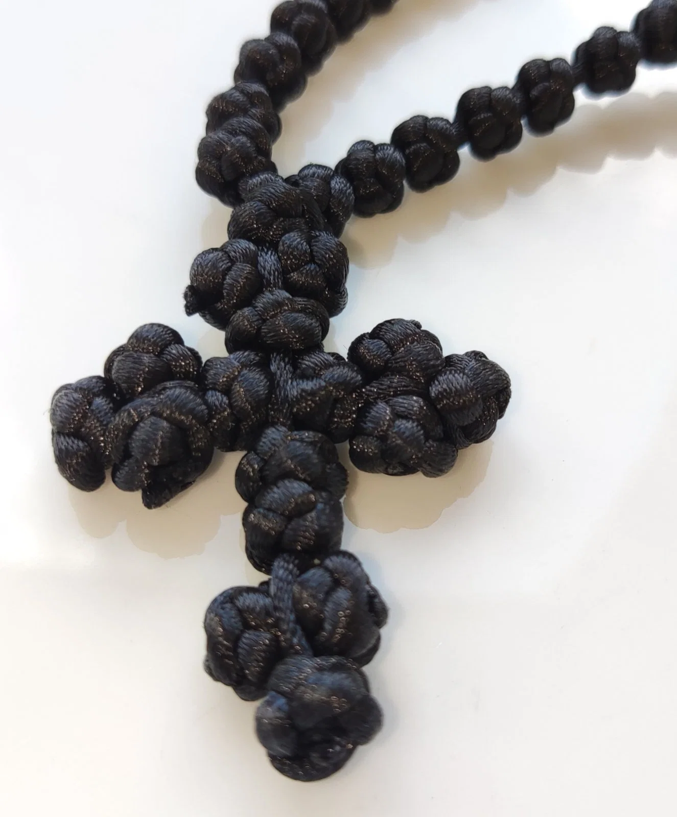 Athonite Waxed Prayer Rope with 33 Knots and Braided Cross — additional product image 5 from Christianity Art