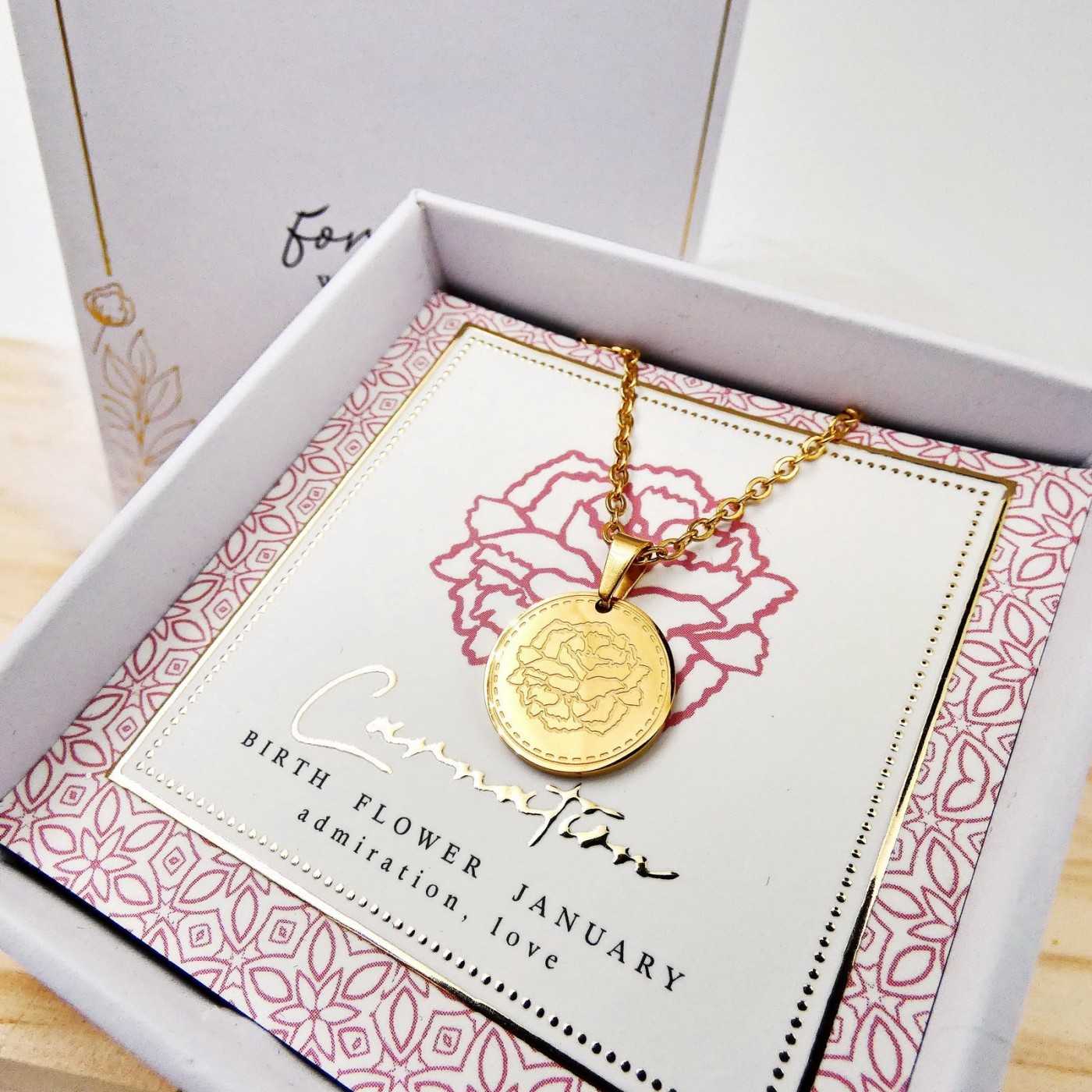 Birth Flower Necklace- Carnation for January — Necklaces from Toolittle — additional view 5