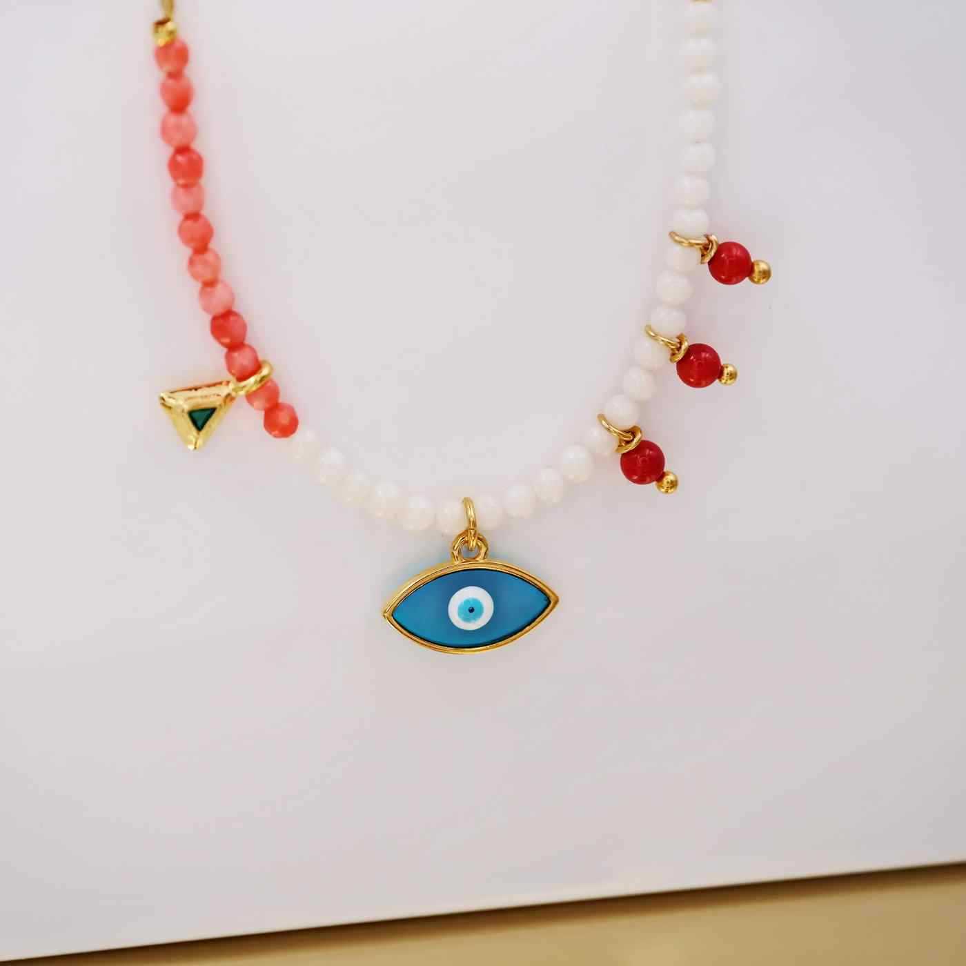 Pebbles Evil-Eye Necklace with Enamel & Semi-precious stones — Necklaces from Toolittle — additional view 3