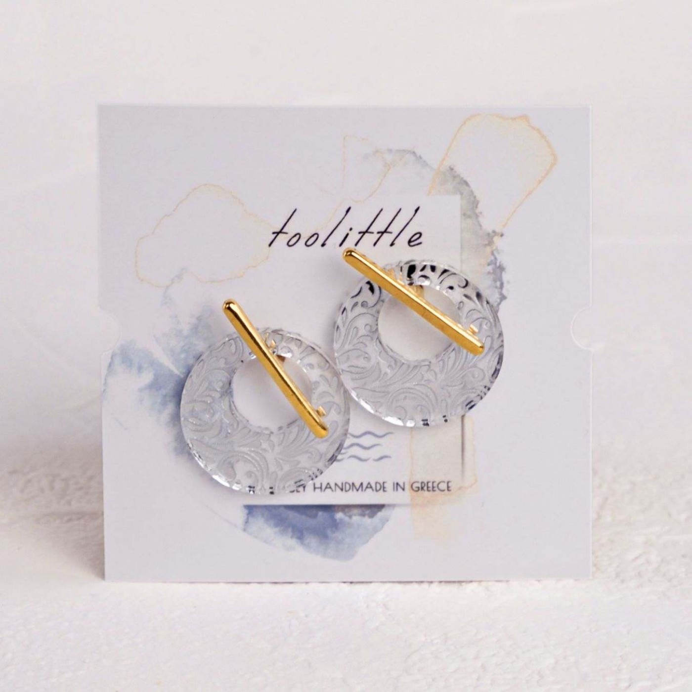 Stud Earrings with Golden Bar - Plexiglass Print — Earrings from Toolittle — additional view 5