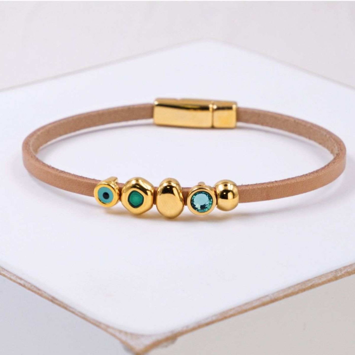 Evil Eye & Crystals Leather Bracelet | Handmade — Bracelets from Toolittle — additional view 4