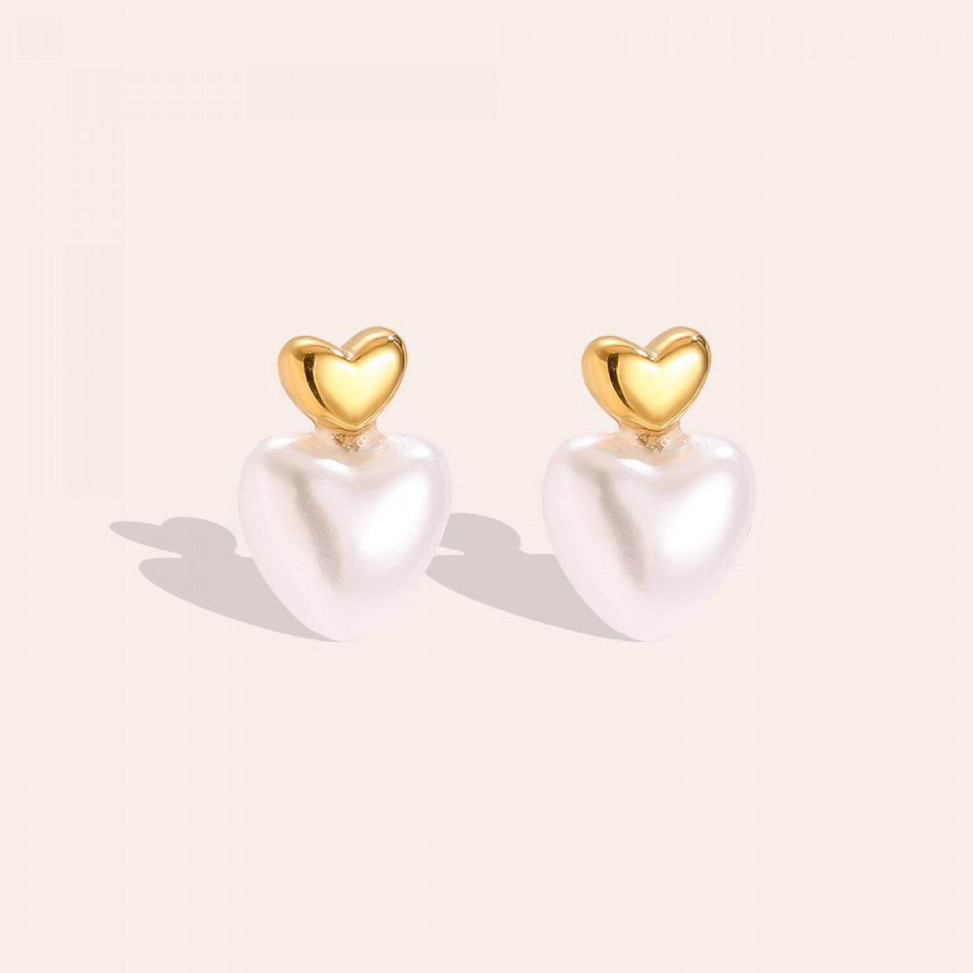 Stud Heart Errings| Stainless Steel & Pearl — Earrings from Toolittle — additional view 2