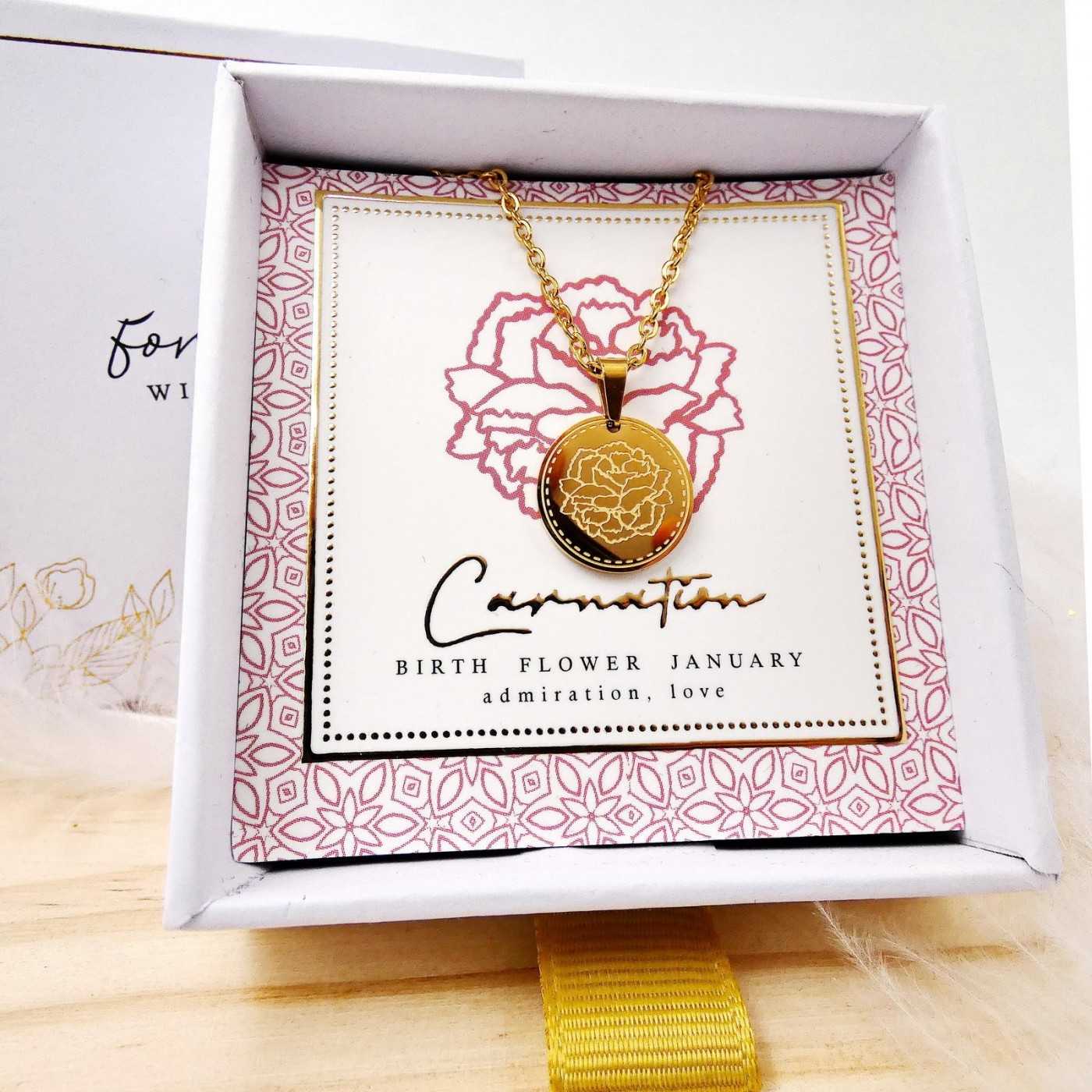 Birth Flower Necklace- Carnation for January — Necklaces from Toolittle — additional view 3
