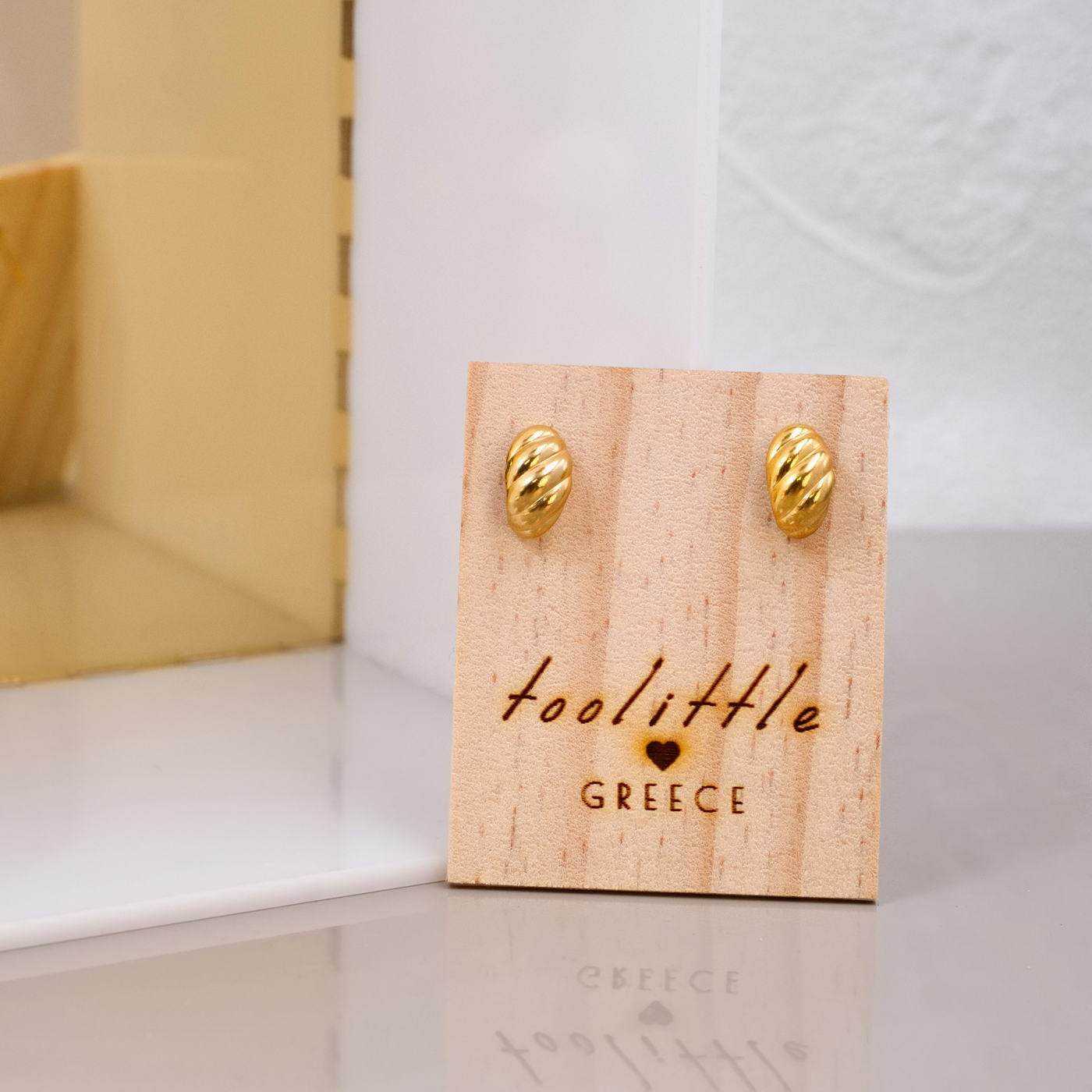 Gold-plated Stud Earrings — Earrings from Toolittle — additional view 3