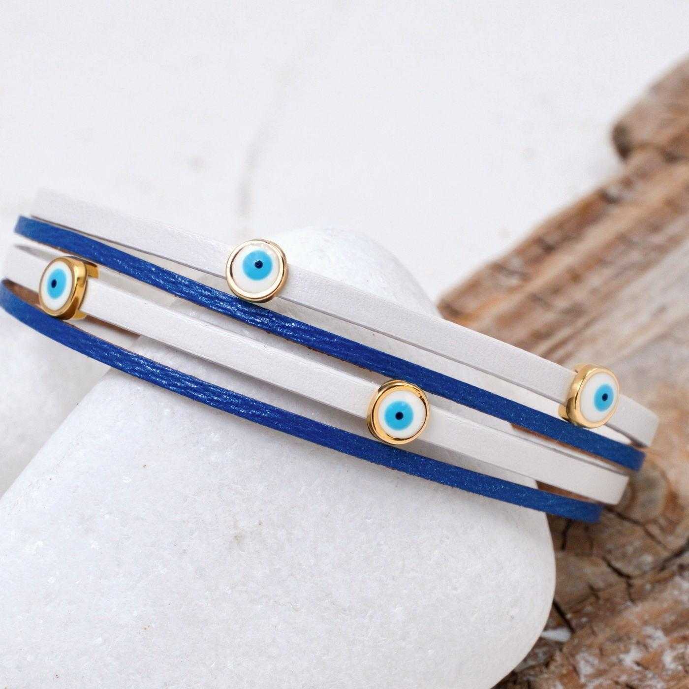 Tiny Evil Eyes Leather Bracelet — Bracelets from Toolittle — additional view 3