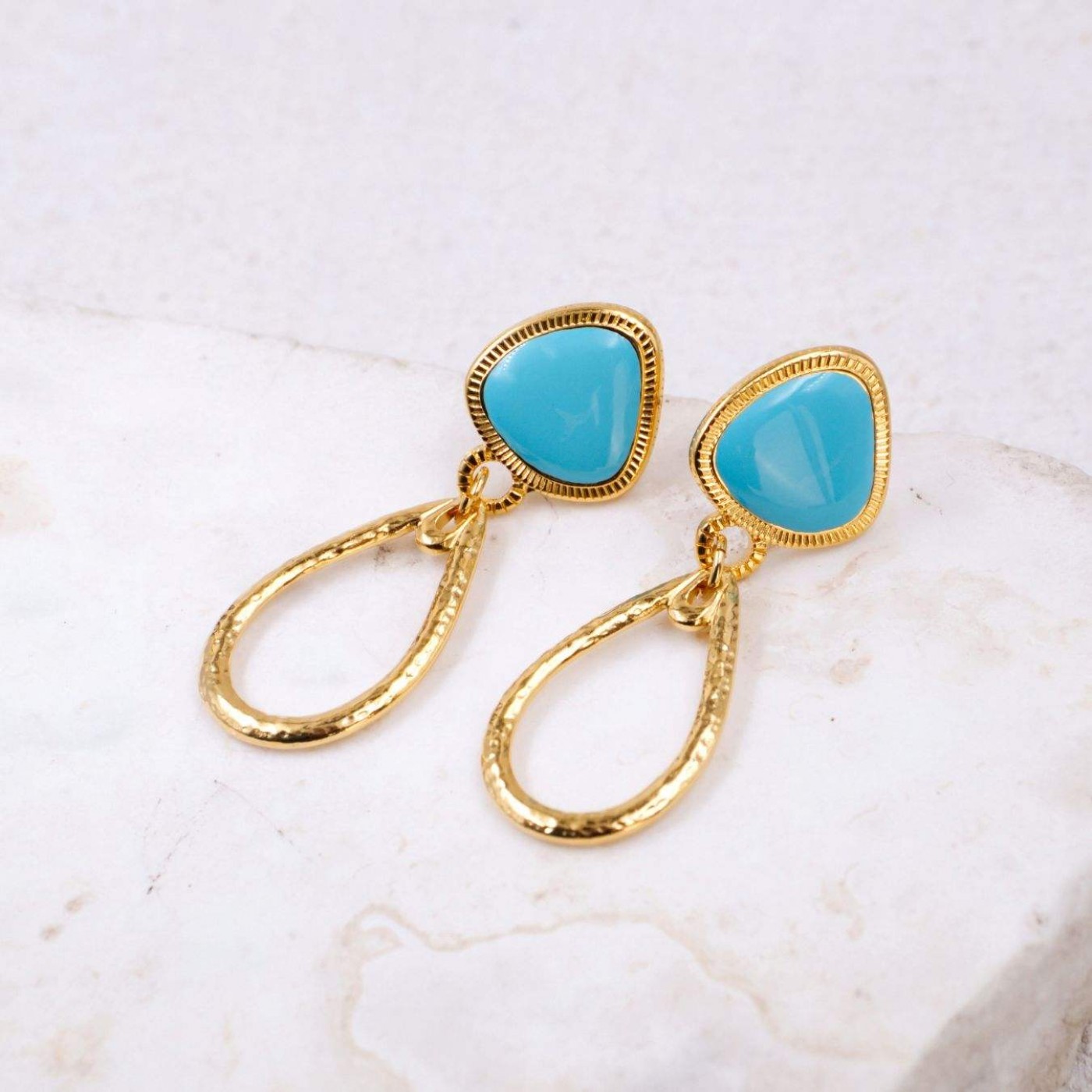 Teardrop Earrings - Gold Plated with Enamel