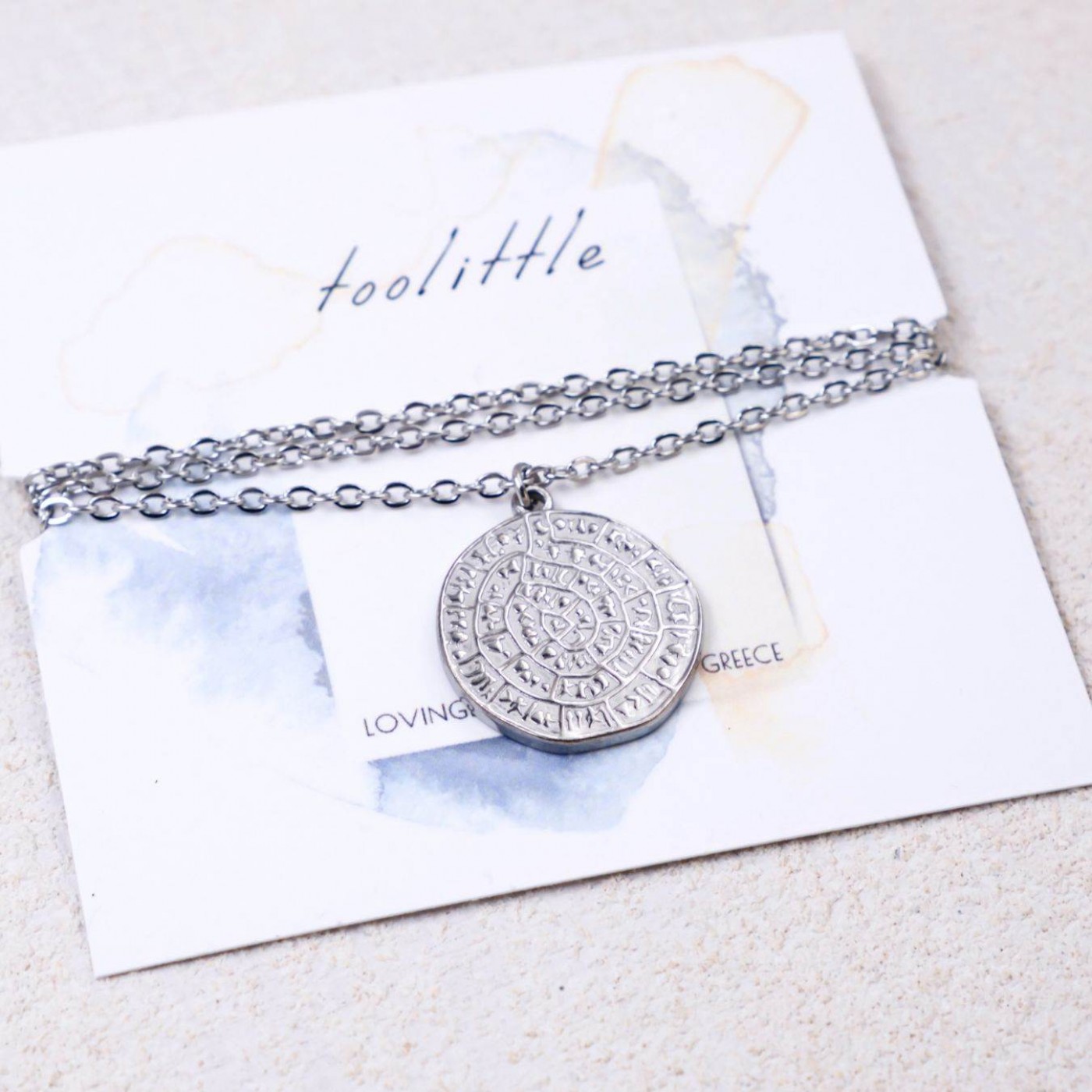 Stainless Steel Jewelry: Handmade Necklace - Phaistos Disc — Necklaces from Toolittle — additional view 4