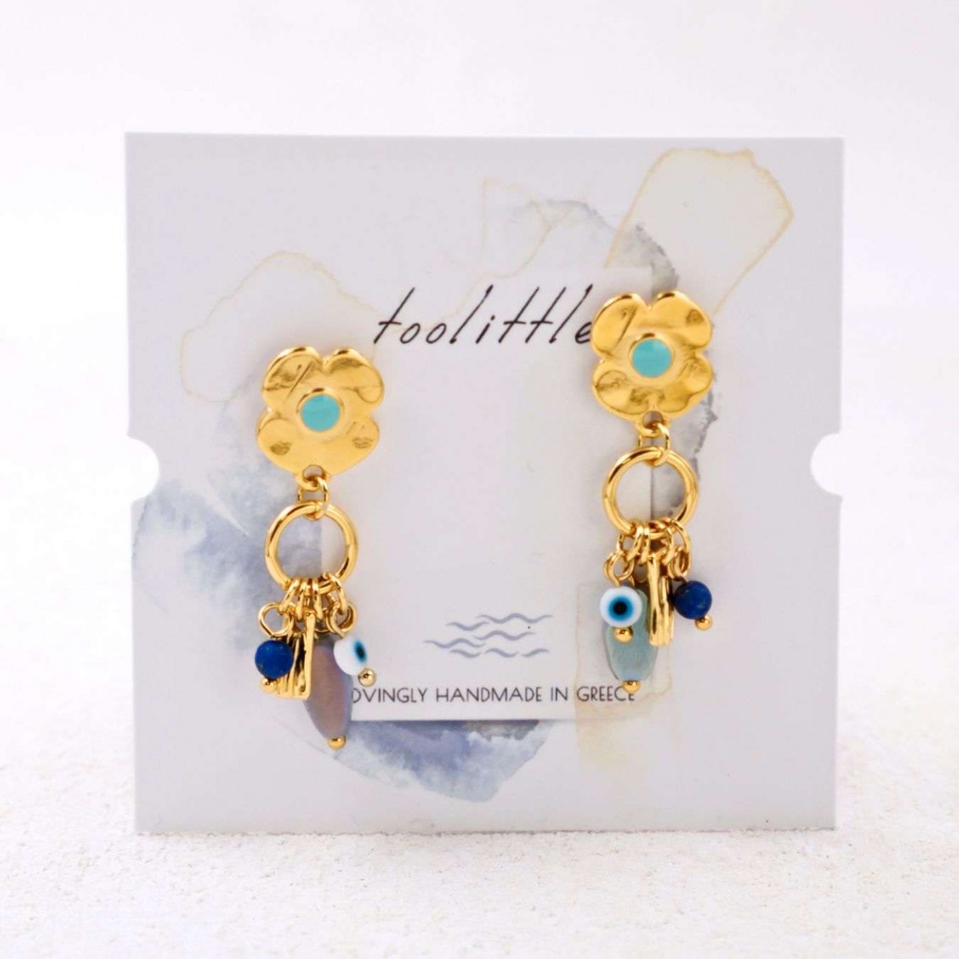 Gold-Plated Flower Earrings | Crystals & Enamel — Earrings from Toolittle — additional view 3