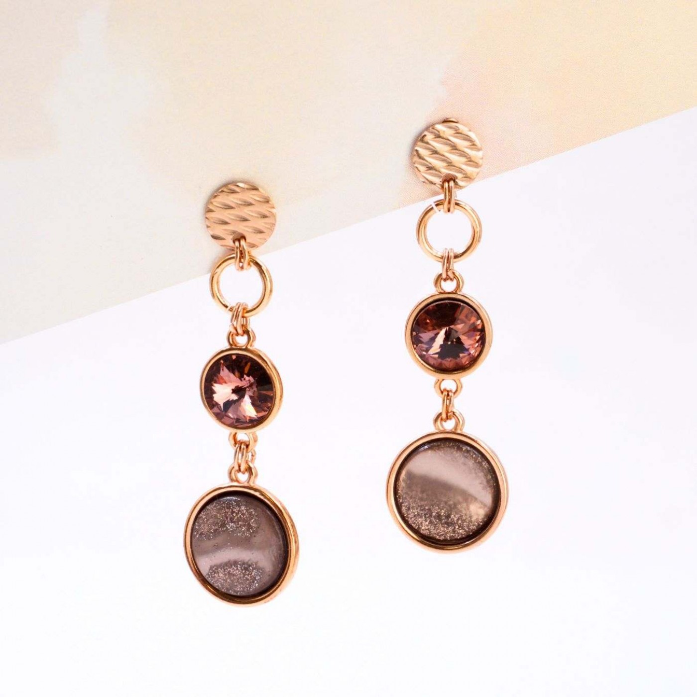Rose Gold-Plated Earrings - Swarovski Crystals — Earrings from Toolittle — additional view 3