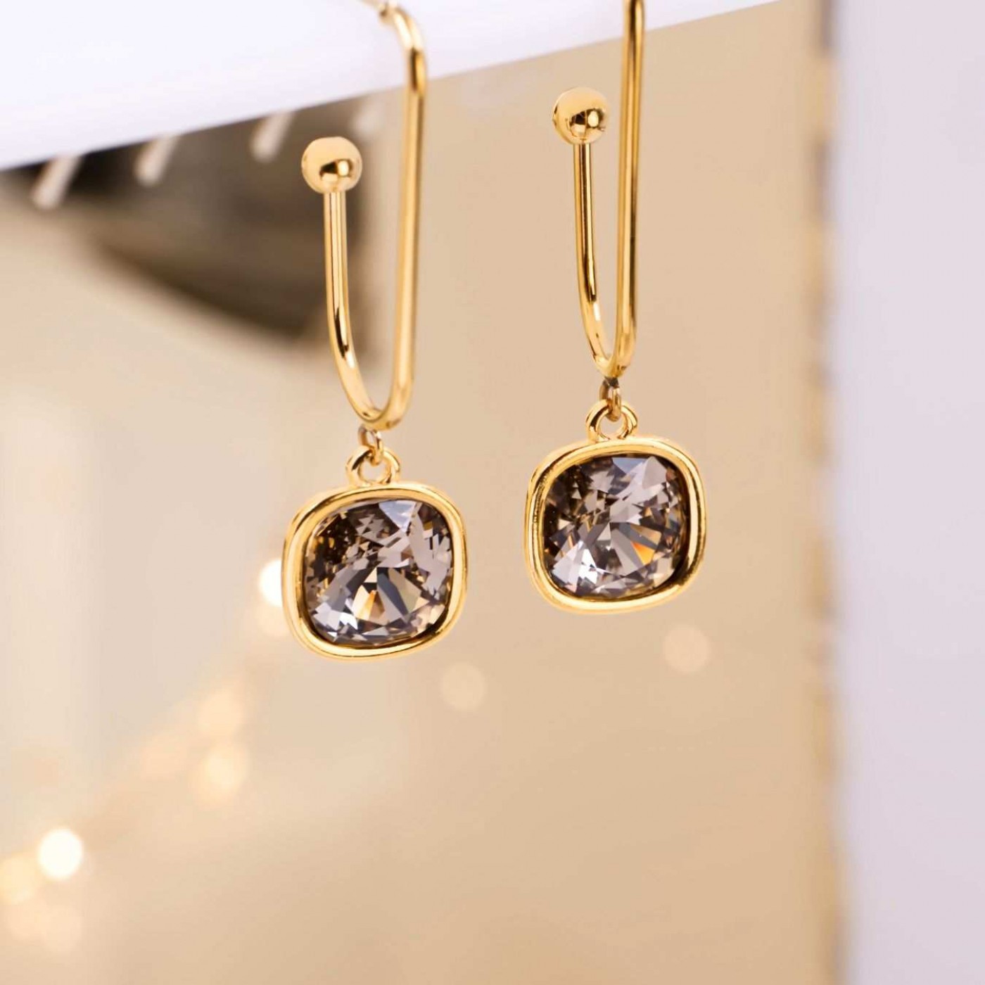 Crystal Collection: Gold-Plated Dangle Earrings — Earrings from Toolittle — additional view 4