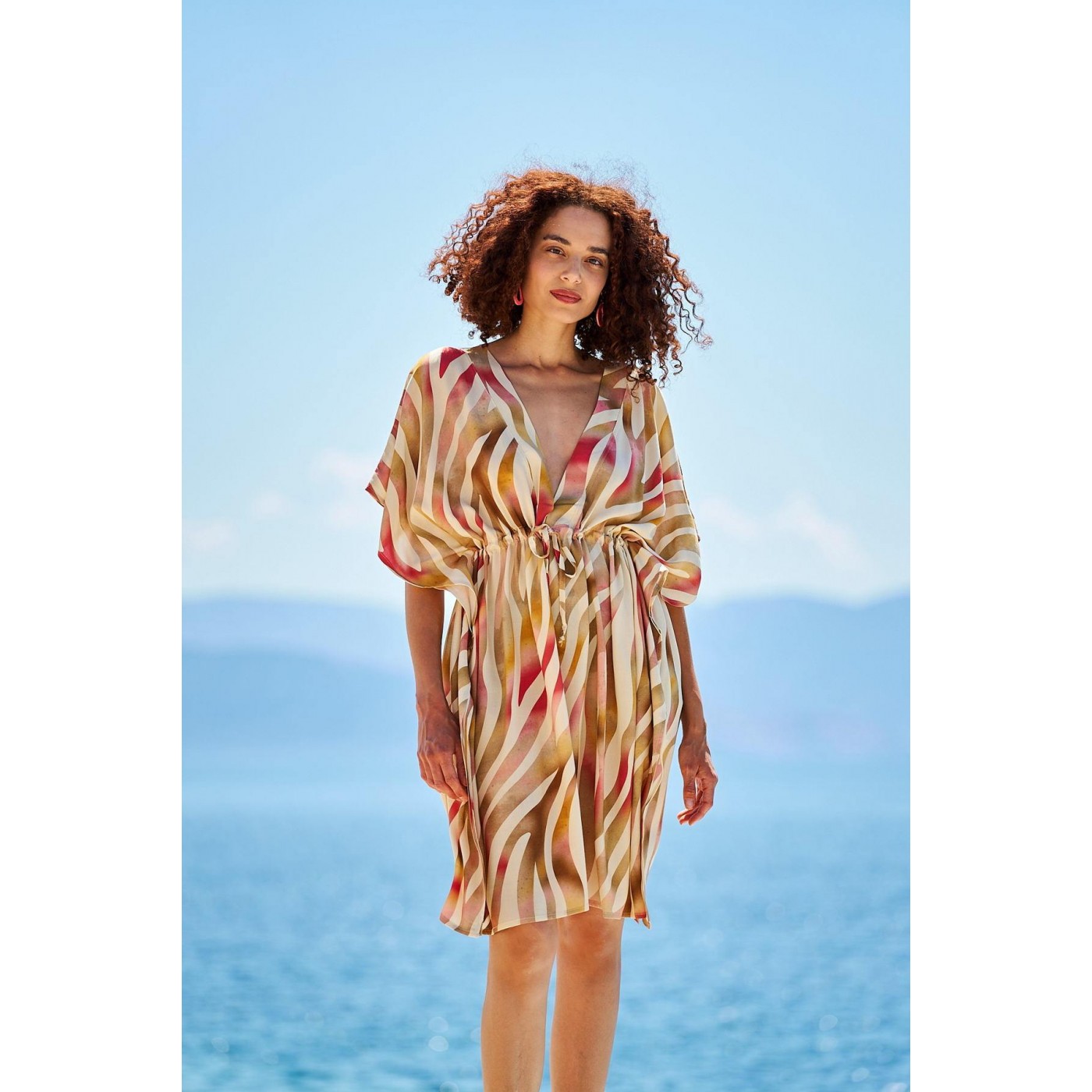 KOKKOSAMMOU Short caftan Paros with front tie — Dresses from Toolittle — additional view 2