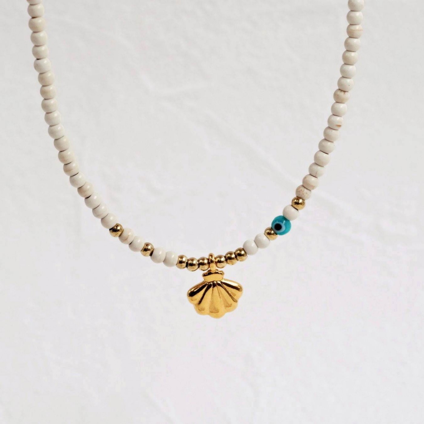 Gold-plated Shell - Howlite Necklace | Color Option — Necklaces from Toolittle — additional view 8