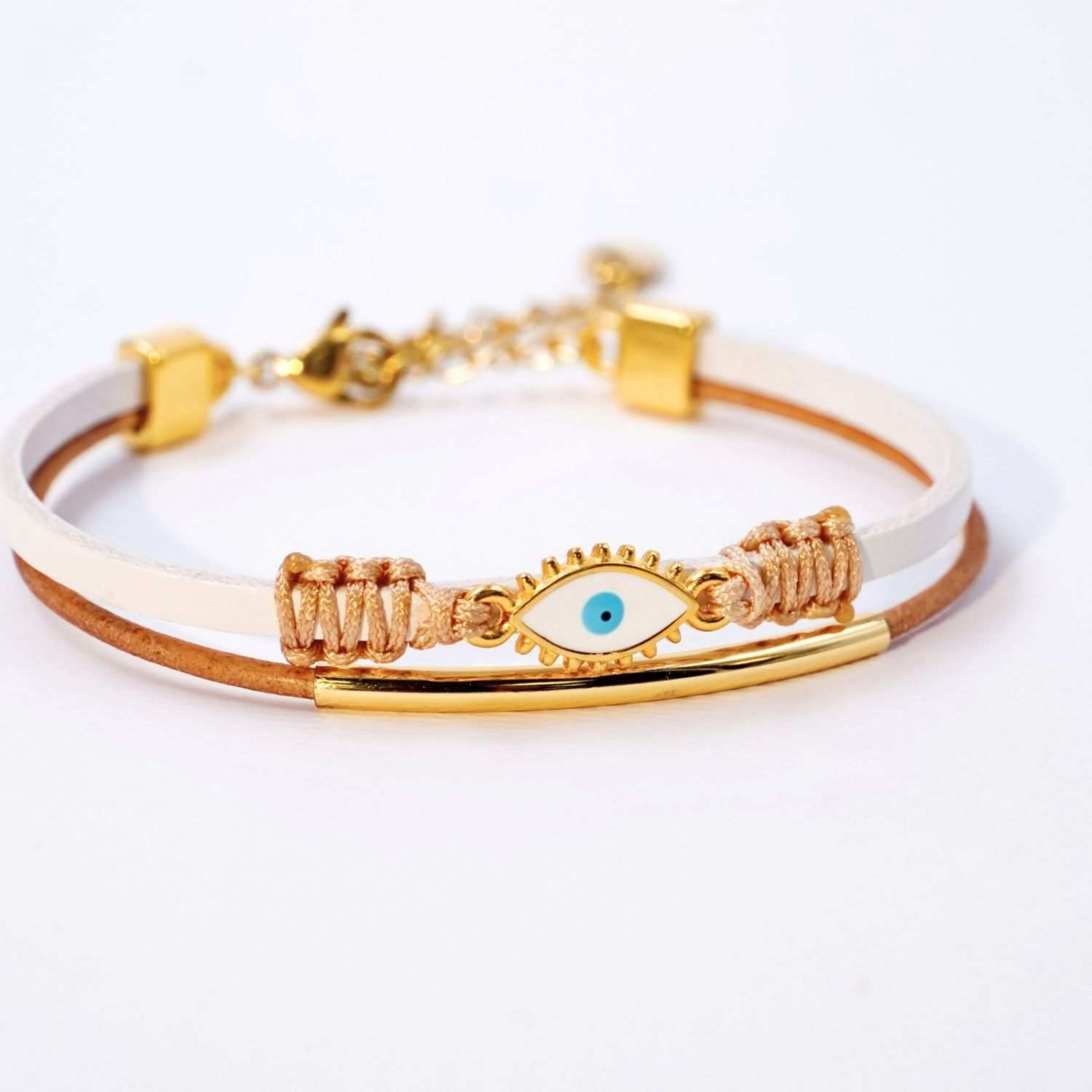 Leather Bracelet with Evil Eye — Bracelets from Toolittle — additional view 2