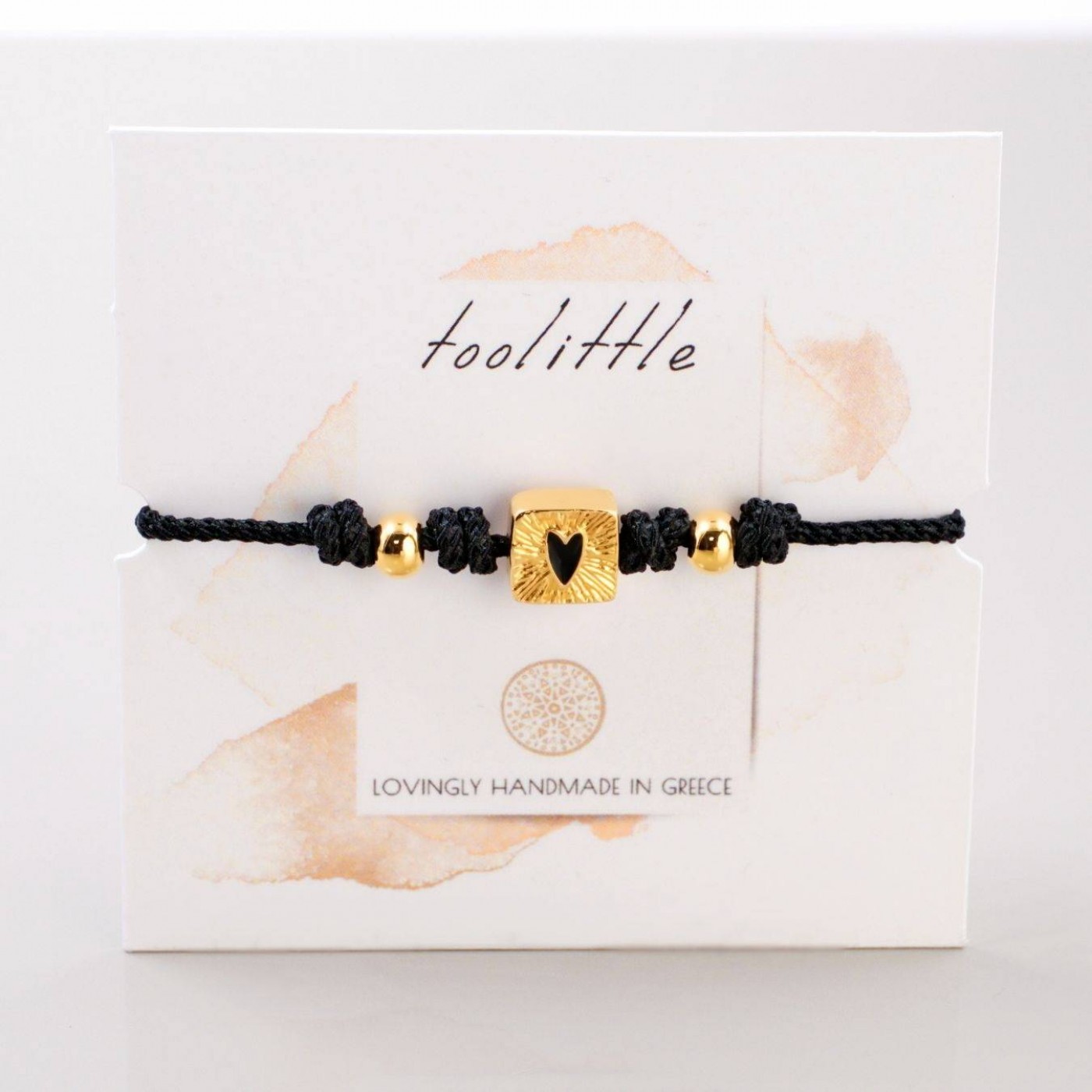 Gold-plated Macrame Bracelet - Heart & Enamel — Bracelets from Toolittle — additional view 2