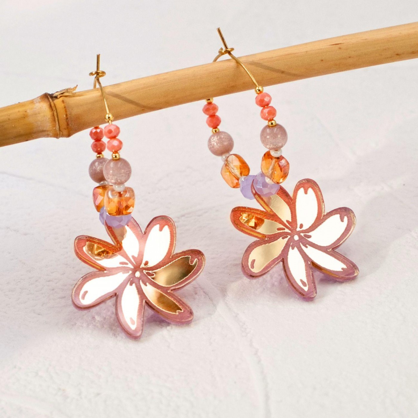 Plexiglass Flower Hoop Earrings — Earrings from Toolittle — additional view 2