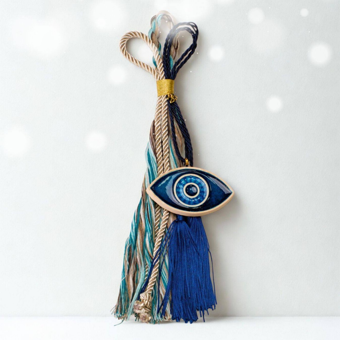 Hanging Lucky Charm with Ceramic Evil Eye & Enamel — Pendants & charms from Toolittle — additional view 4
