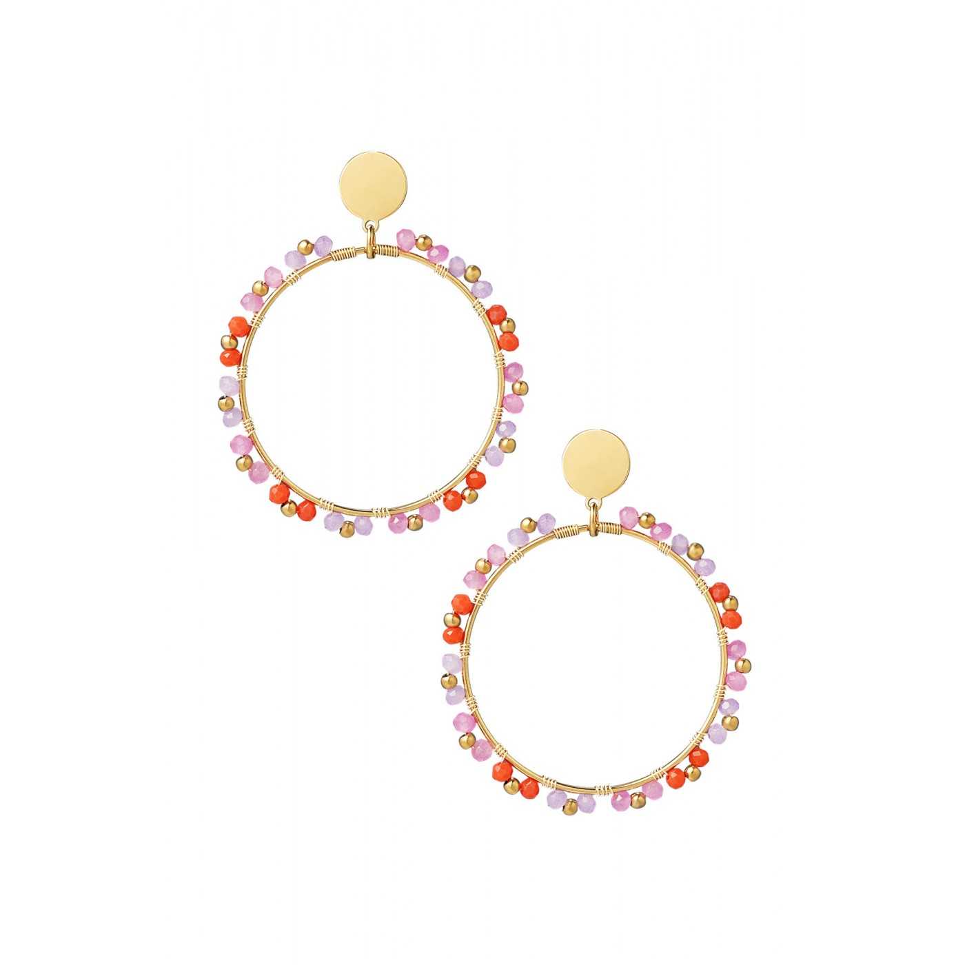 Crystal Beads Hoop Earrings