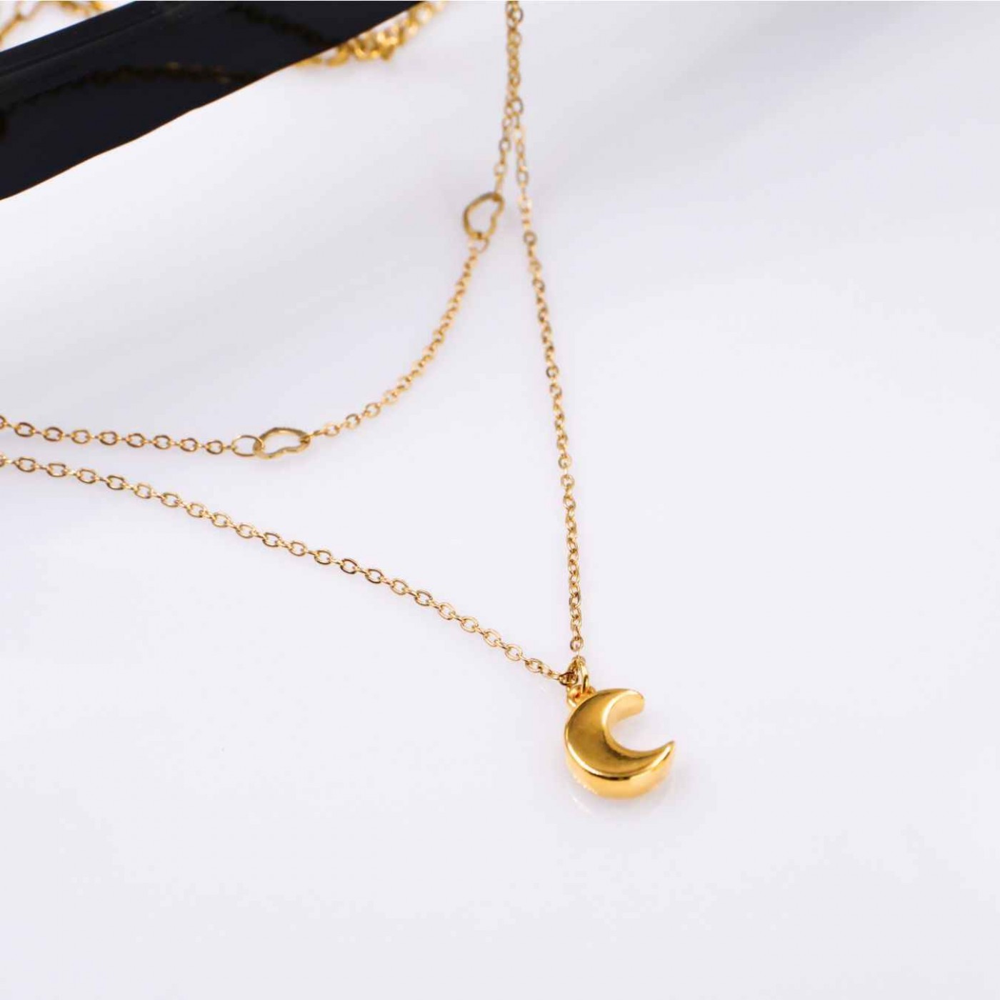 Handmade Layered Necklace- Golden Moon — Necklaces from Toolittle — additional view 2