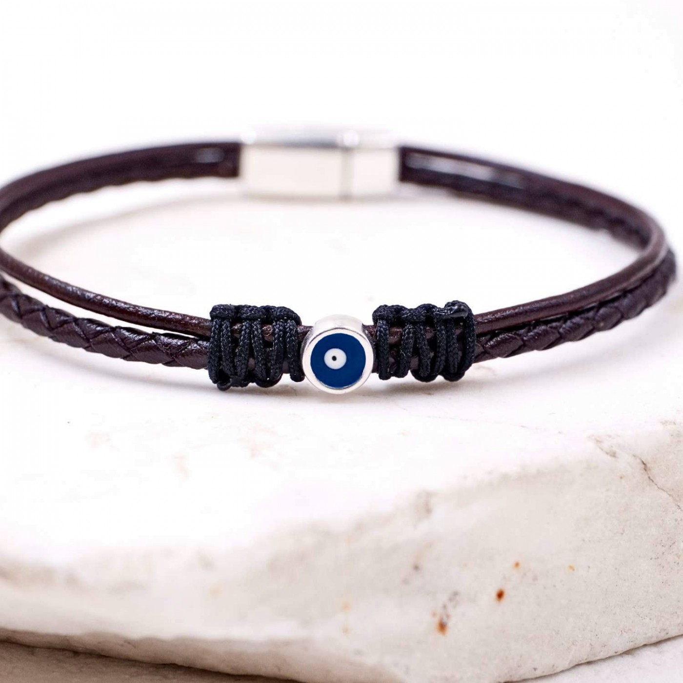 Evil Eye Leather Men's Bracelet — Bracelets from Toolittle — additional view 3