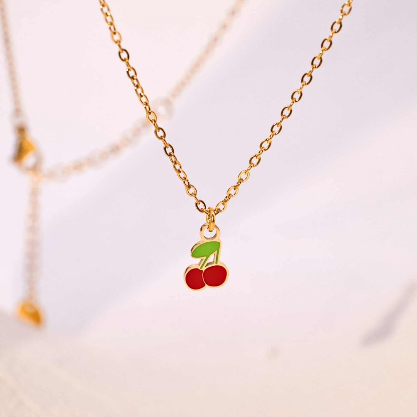 Cherries Inox Chain Necklace