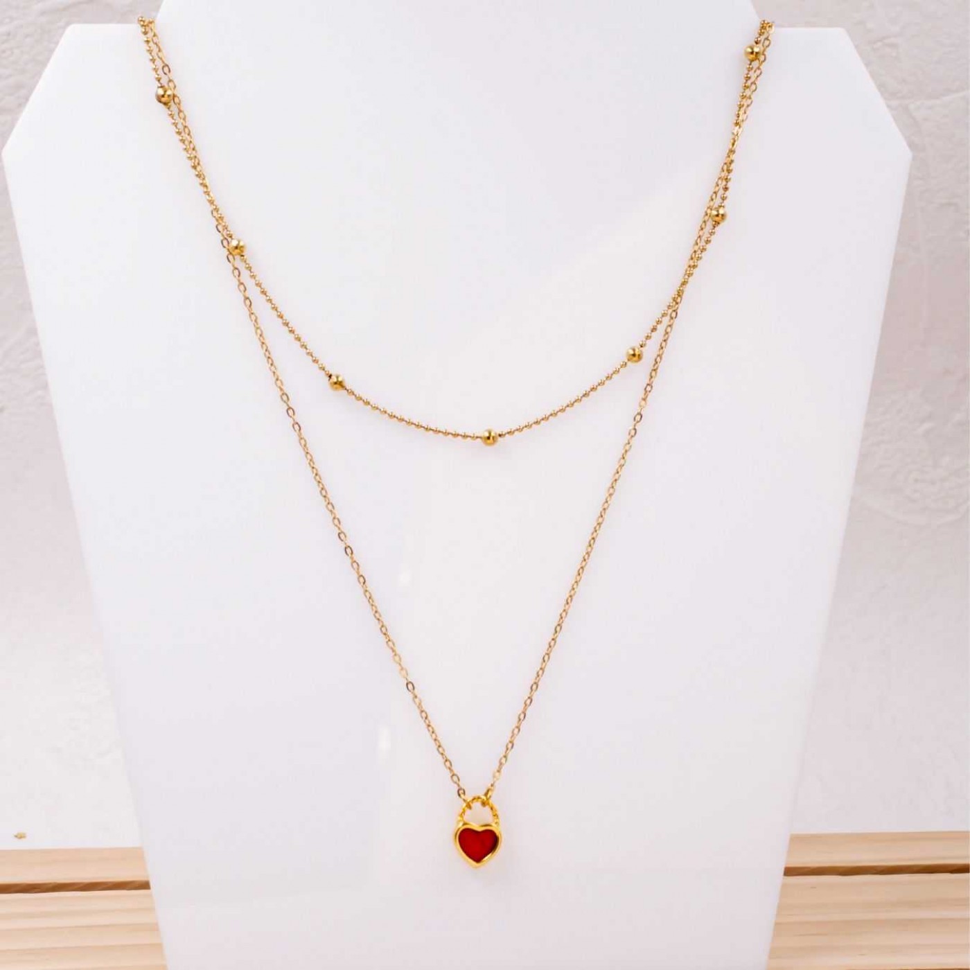 Handmade Layered Necklace - Enamelled Heart — Necklaces from Toolittle — additional view 5