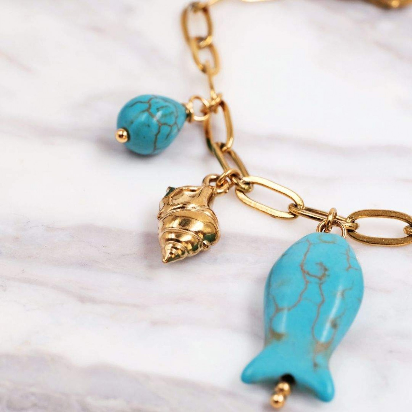 Stainless Steel Jewelry: Howlite Fish Bracelet — Bracelets from Toolittle — additional view 5