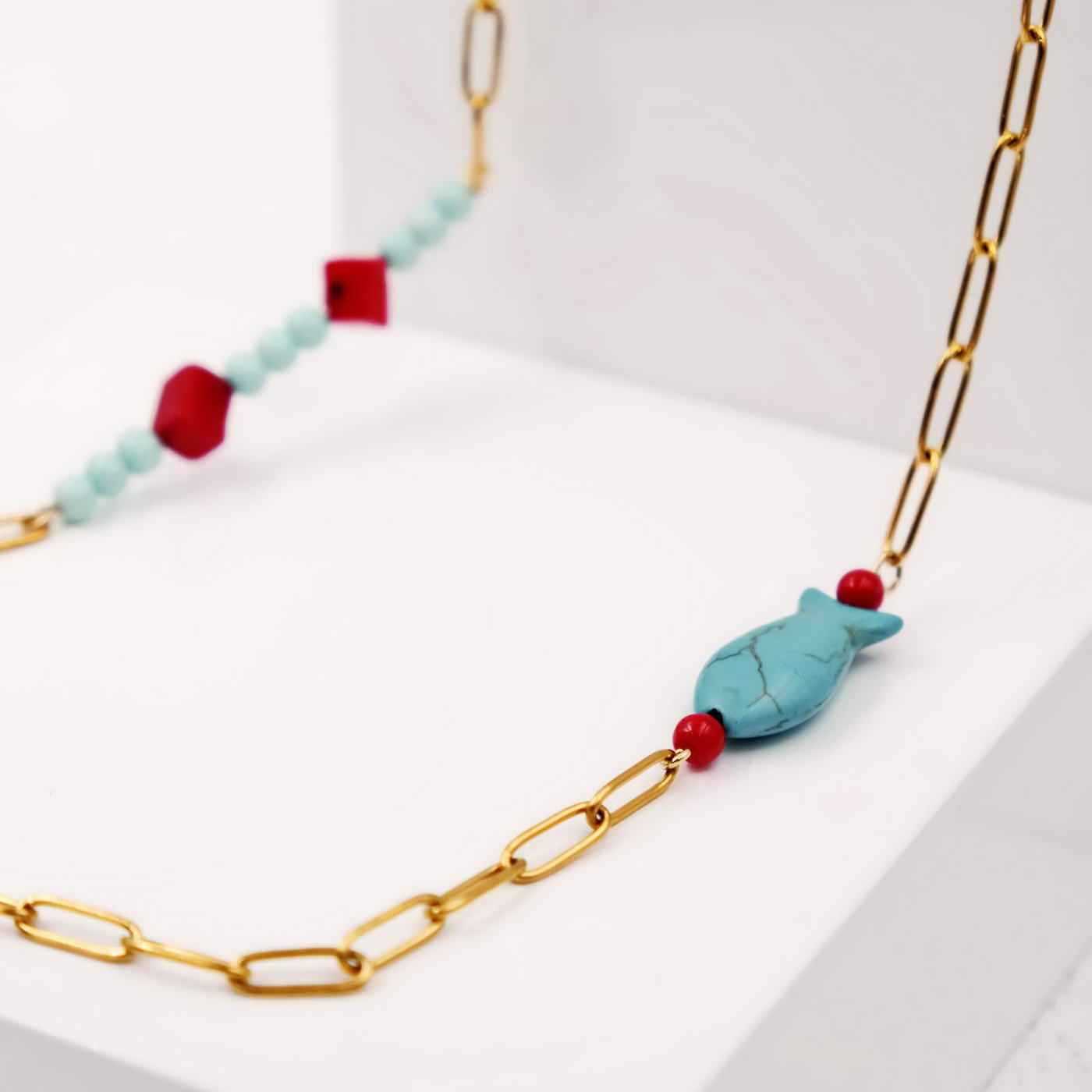 Necklace with corals and howlite — Necklaces from Toolittle — additional view 4