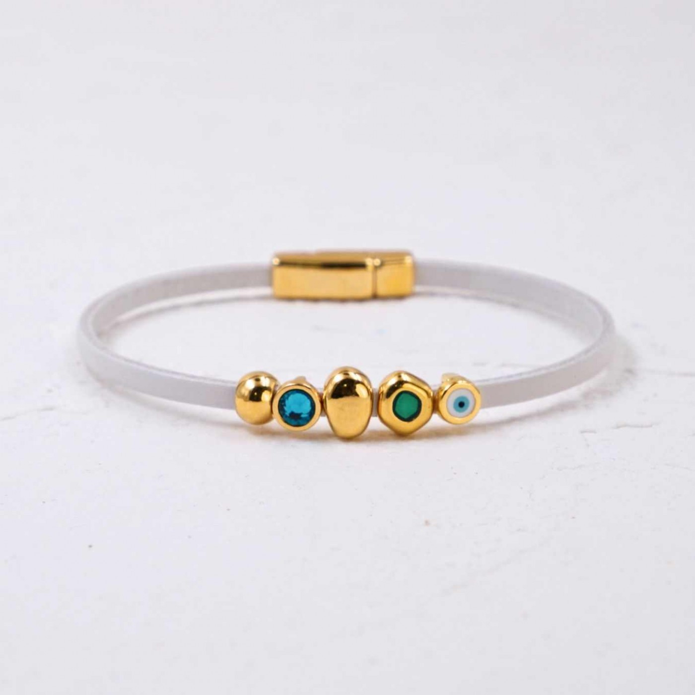 Evil Eye & Crystals Leather Bracelet | Handmade — Bracelets from Toolittle — additional view 4
