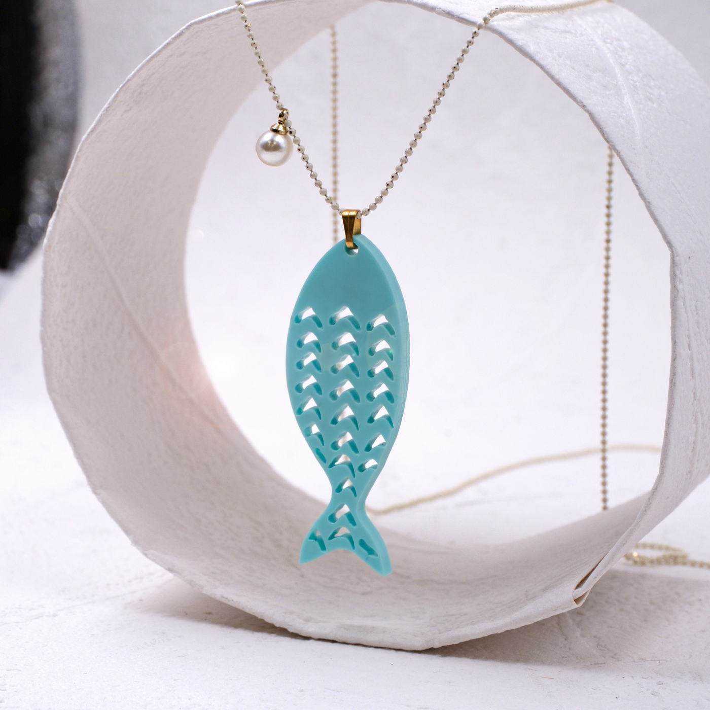 Plexi Fish Long Necklace — Necklaces from Toolittle — additional view 3