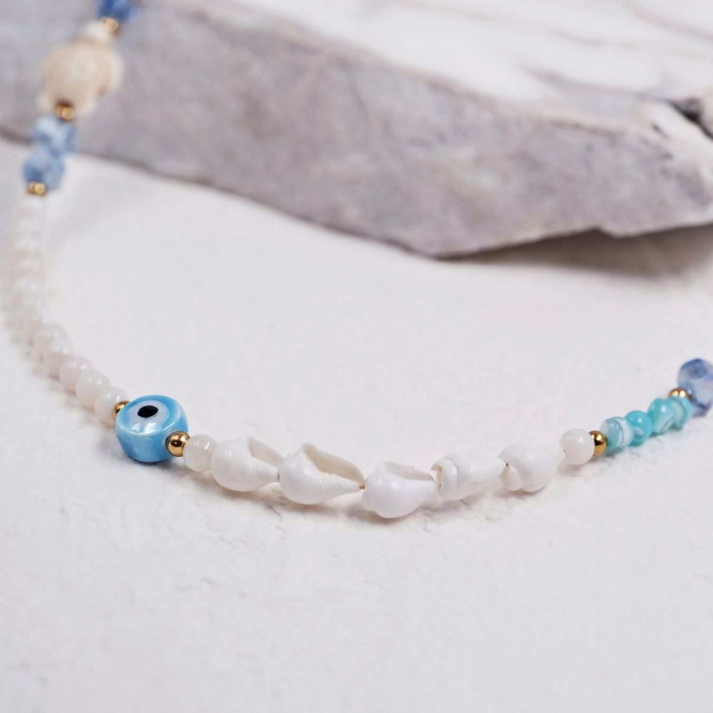 Summer Necklace | Stones & Ceramic Evil Eye - Color Option — Necklaces from Toolittle — additional view 10
